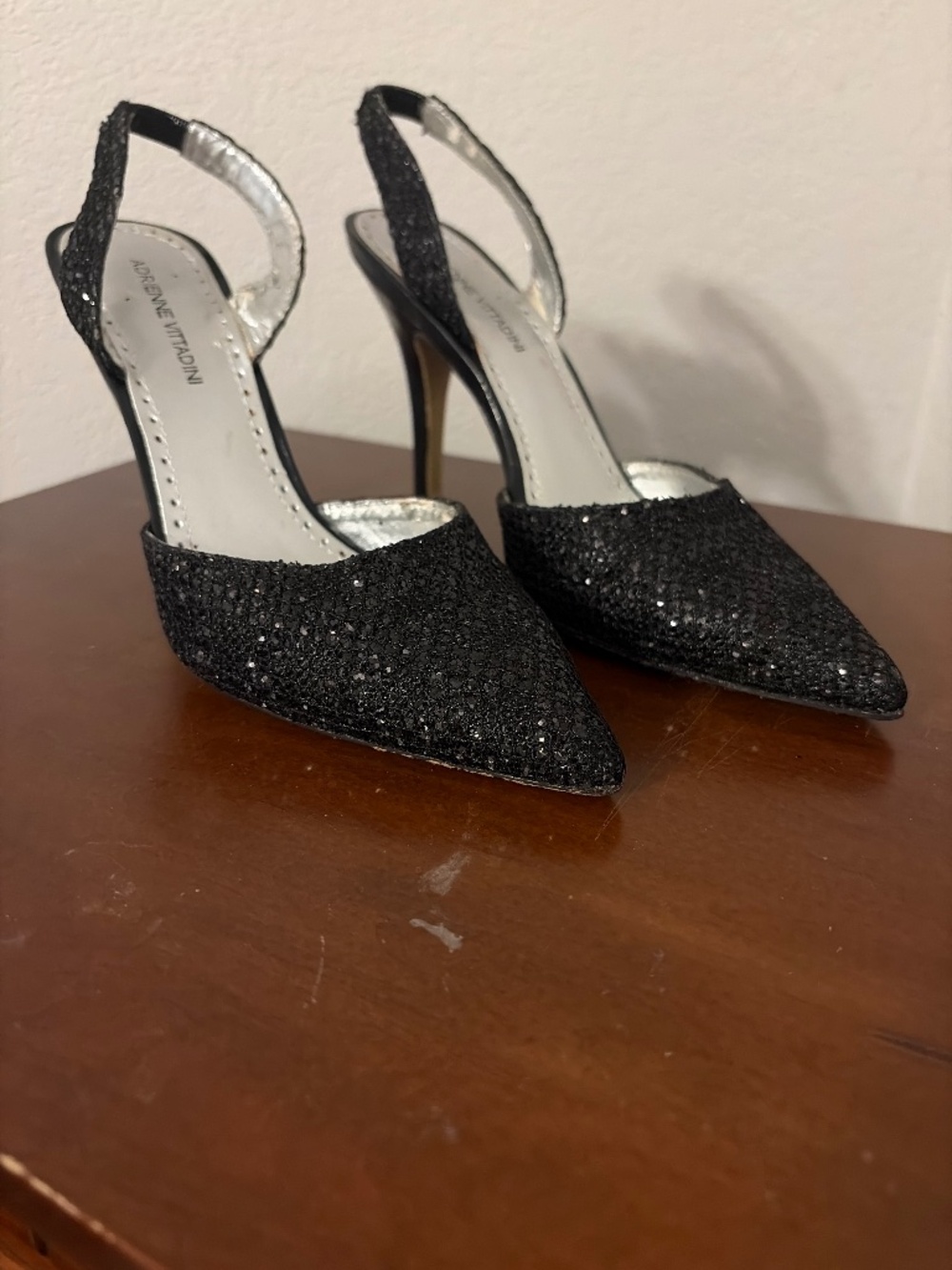 Black sequin cocktail dress shoe